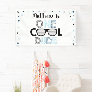 One Cool Dude Sunglasses Boy Birthday Banner