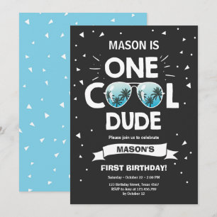 One Cool Dude Sunglasses Boy First Birthday Invitation
