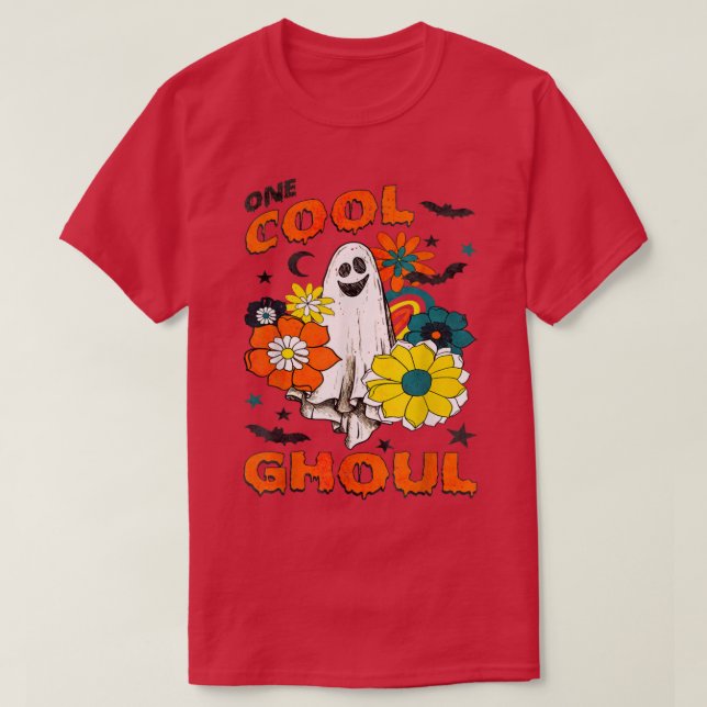 One Cool Ghoul Funny Ghouls Hippie Costume Hallowe T-Shirt (Design Front)