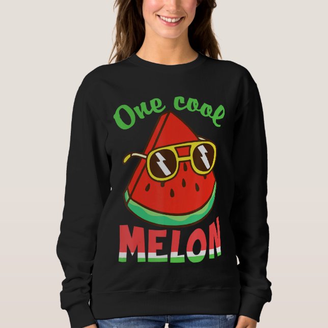 One Cool Melon Sunglasses Watermelon Sweatshirt (Front)
