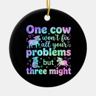 One cow won't fix all your problems but three  ceramic tree decoration