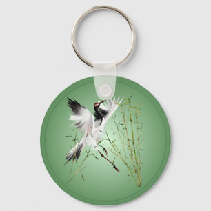 One Crane In Bamboo-Keychains Key Ring