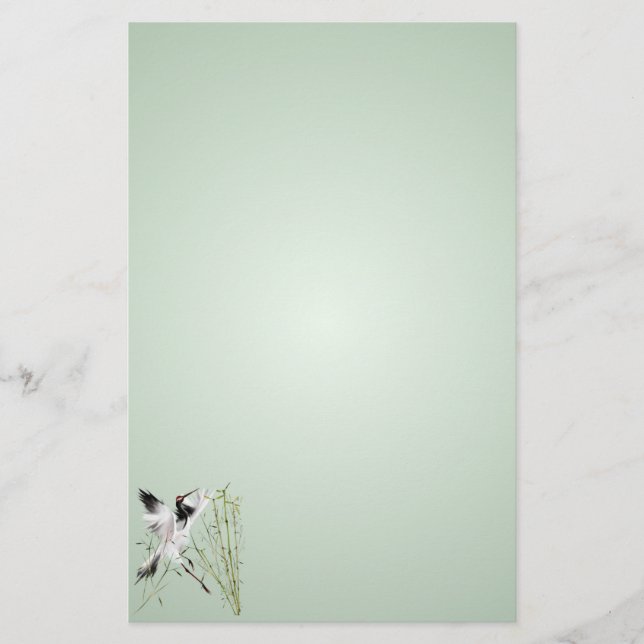 One Crane In Bamboo stationary Stationery (Front)