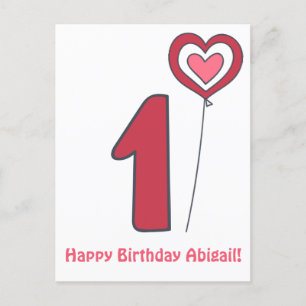 One! Cute Birthday Balloon - 1st Birthday Postcard