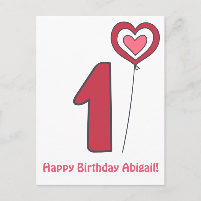 One! Cute Birthday Balloon - 1st Birthday  Postcard (Front)