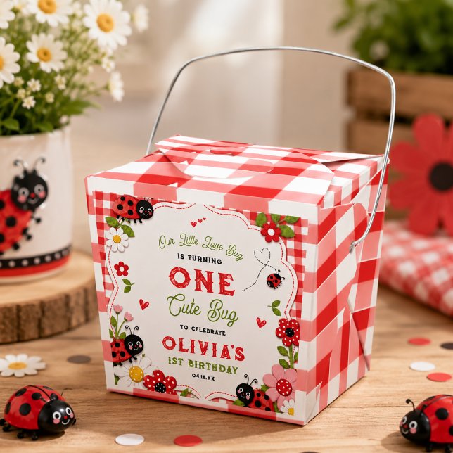 One Cute Bug Floral Ladybug 1st Birthday party Favour Box (One Cute Bug Floral Ladybug 1st Birthday party Favor Boxes
)