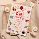 ONE Cute Bug Ladybug 1st Birthday Party  Invitation<br><div class="desc">Cute girl's 1st birthday party invitation card featuring illustration of ladybugs with wildflowers. The text says "our girl is ONE cute bug."</div>