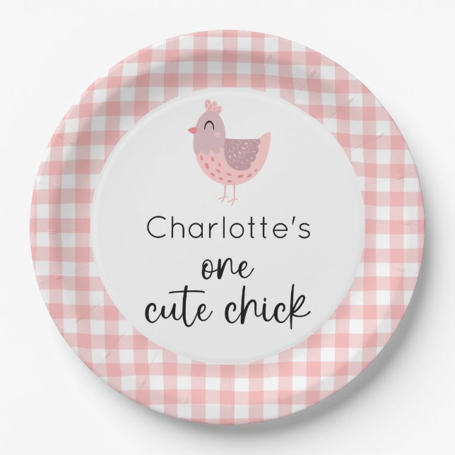 One Cute Chick 1st Birthday Paper Plate (Front)