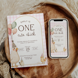 One Cute Chick Birthday This Chick is One Invitation
