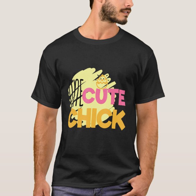 One Cute Chick Cute Easter Chicken Egg Hunt T-Shirt (Front)