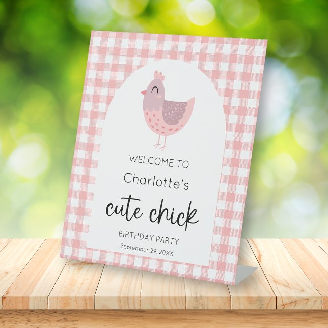 One Cute Chick Peach 1st Birthday Welcome Sign (Creator Uploaded)