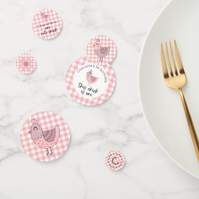 One Cute Chick Peach Birthday Confetti (Group)