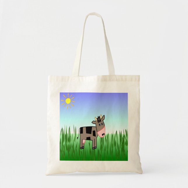 One Cute Chocolate Cow Designer Tote Bag (Front)
