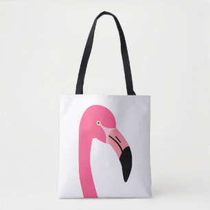 One cute pink flamingo isolated tote bag
