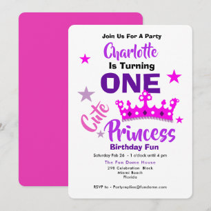 One Cute Princess 1st Birthday Personalised Invitation