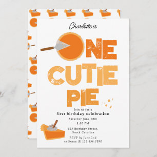 One Cutie Pie Invite 1st First Birthday Cute