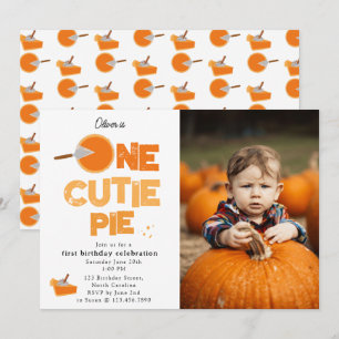 One Cutie Pie Invite 1st First Birthday Cute Photo