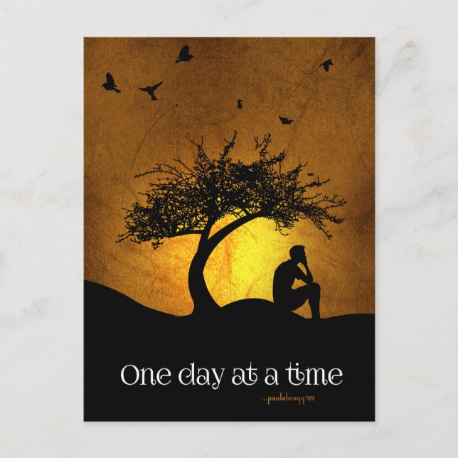One Day at a Time (12 Step Recovery Male) Postcard (Front)