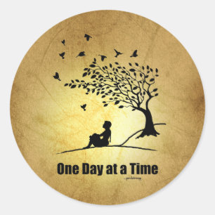 One Day at a Time – (1 Day at a Time Female) Classic Round Sticker