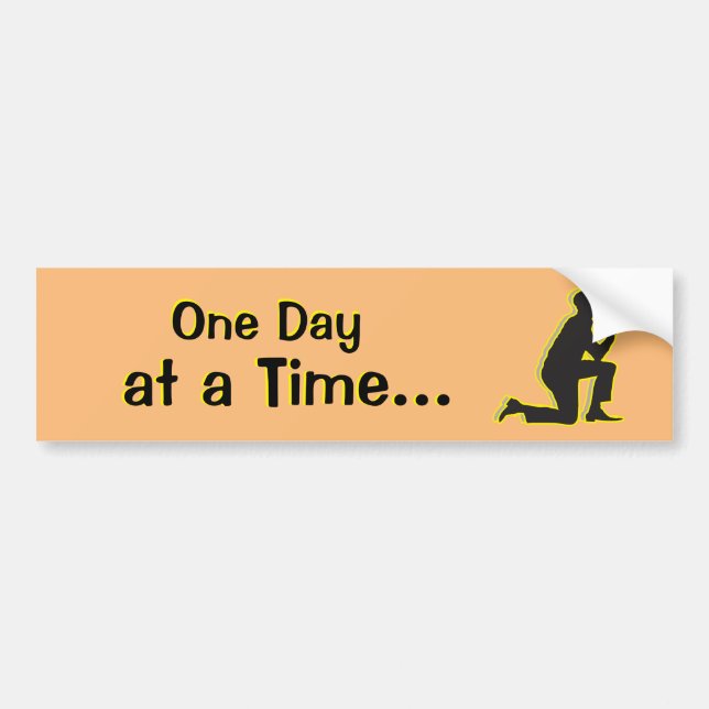 One Day at a Time AA Recovery Addict Bumper Sticker (Front)