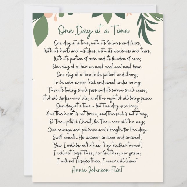 One Day At A Time Annie Johnson Flint Paper Sheet (Front)