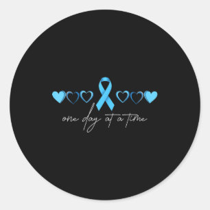 One day at a time blue ribbon colon cancer classic round sticker