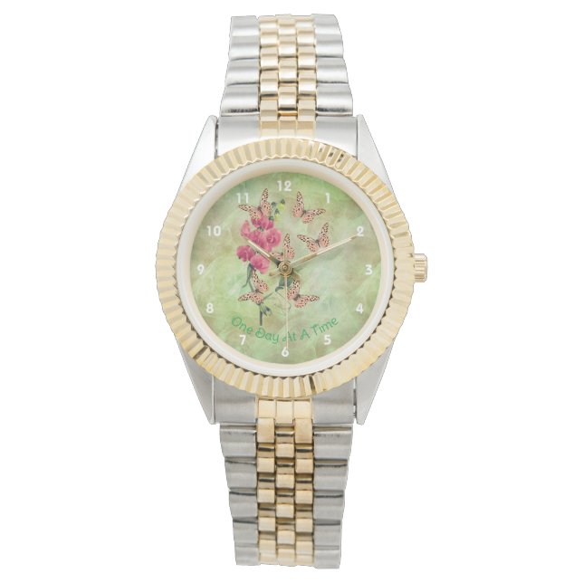 One Day At A Time Butterflies Sweet Pea Flower    Watch (Front)