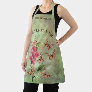 One Day At A Time Butterfly Flower Inspirational Apron