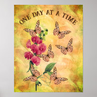 One Day At A Time Butterfly Flower Inspirational