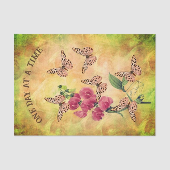 One Day At A Time Butterfly Inspirational  Tissue Paper (Front)
