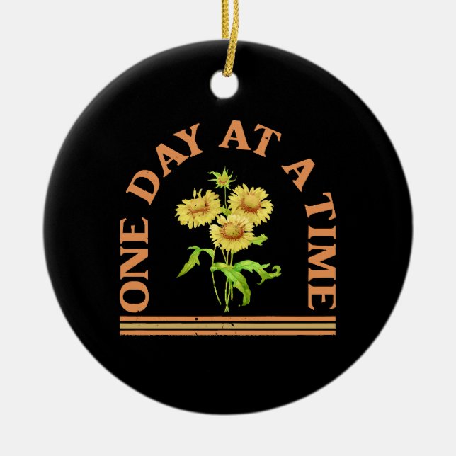 One Day At A Time Ceramic Tree Decoration (Front)