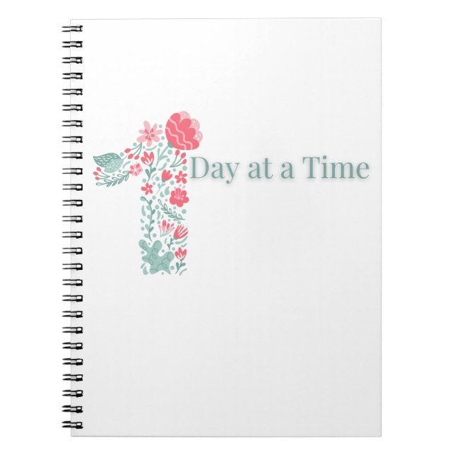 One Day at a Time Floral  Daily Positive Gifts Notebook (Front)