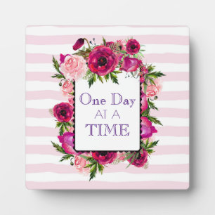 One Day at a Time Floral Frame Quote