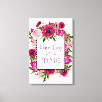 One Day at a Time Floral Frame Quote