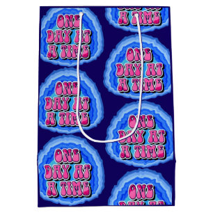 One Day At A Time Geode 12 Step AA Recovery Slogan Medium Gift Bag
