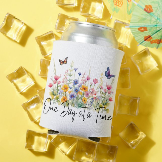 One Day at a Time Inspirational Quote Wildflowers Can Cooler (In Situ Summer)