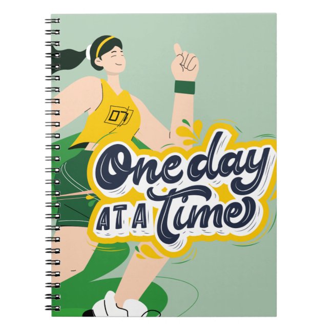 One Day at a Time - Motivational Running Notebook  (Front)