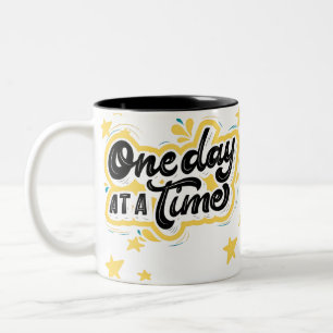 One Day at a Time Motivational Two-Tone Coffee Mug