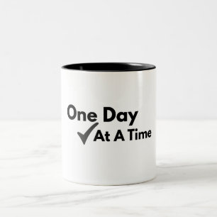One Day At A Time Powerlifting Gym Motivation Two-Tone Coffee Mug