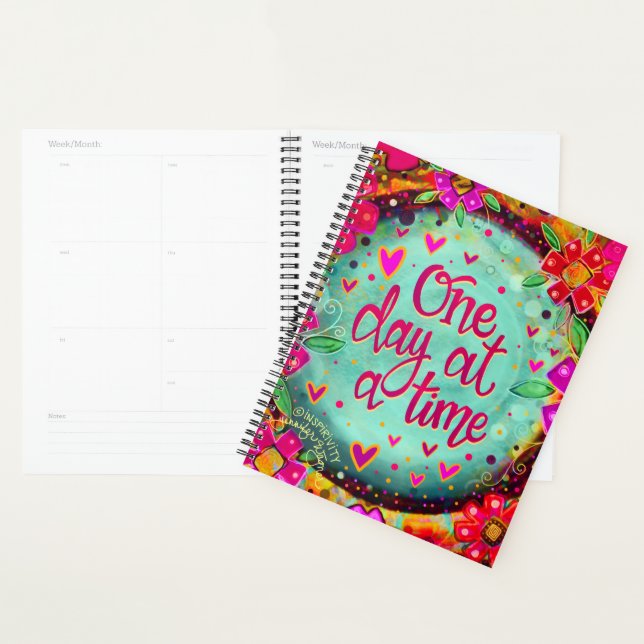 One Day at a Time Pretty Floral Inspirational Planner (Display)