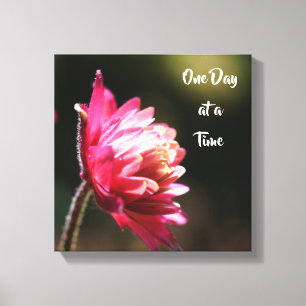 One Day At A Time Quote Flower In Sunlight  Canvas Print
