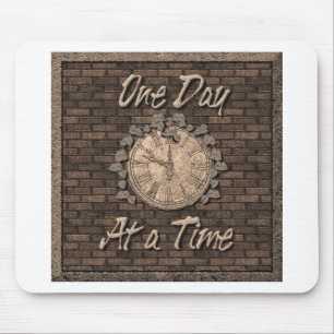 One Day At A Time Quote Slogan Old Clock Mouse Mat