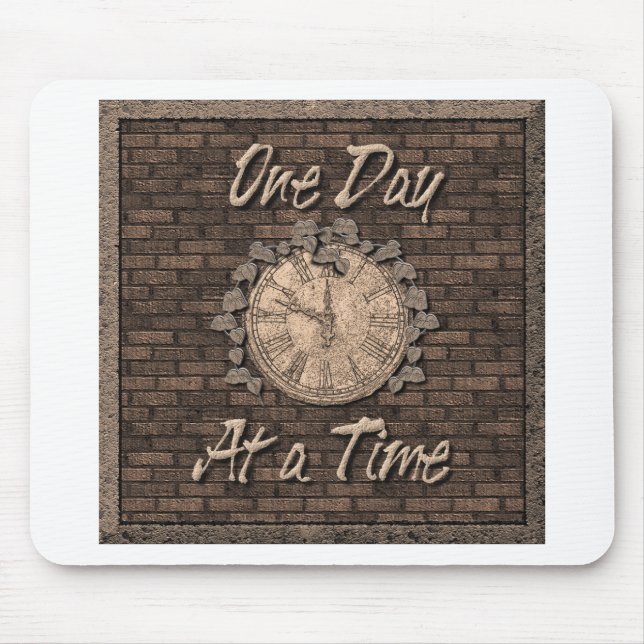 One Day At A Time Quote Slogan Old Clock Mouse Mat (Front)