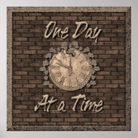 One Day At A Time Quote Slogan Old Clock