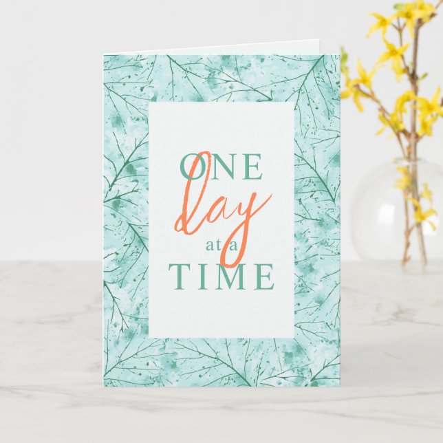One Day at a Time Sobriety Birthday Card (Yellow Flower)