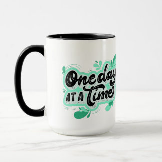 One Day At A Time Teal Splash 15oz Mug
