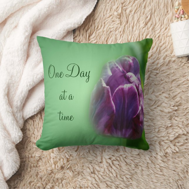 One Day At A Time Tulip Inspirational   Cushion (Blanket)