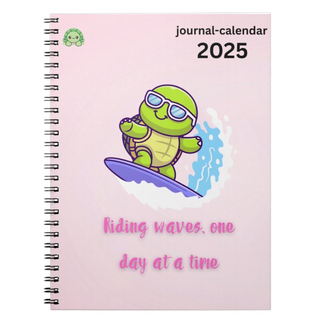 One Day at a Time – Turtle Vibes Gifts Notebook (Front)