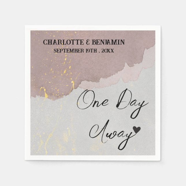 One day Away Abstract Rehearsal Dinner Napkin (Front)