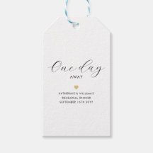 One Day Away Gold Heart Rehearsal Dinner Favours